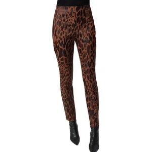 Joseph Ribkoff Animal Print Suede Slim Fit Pull-on Pants, NWOT, Size 10